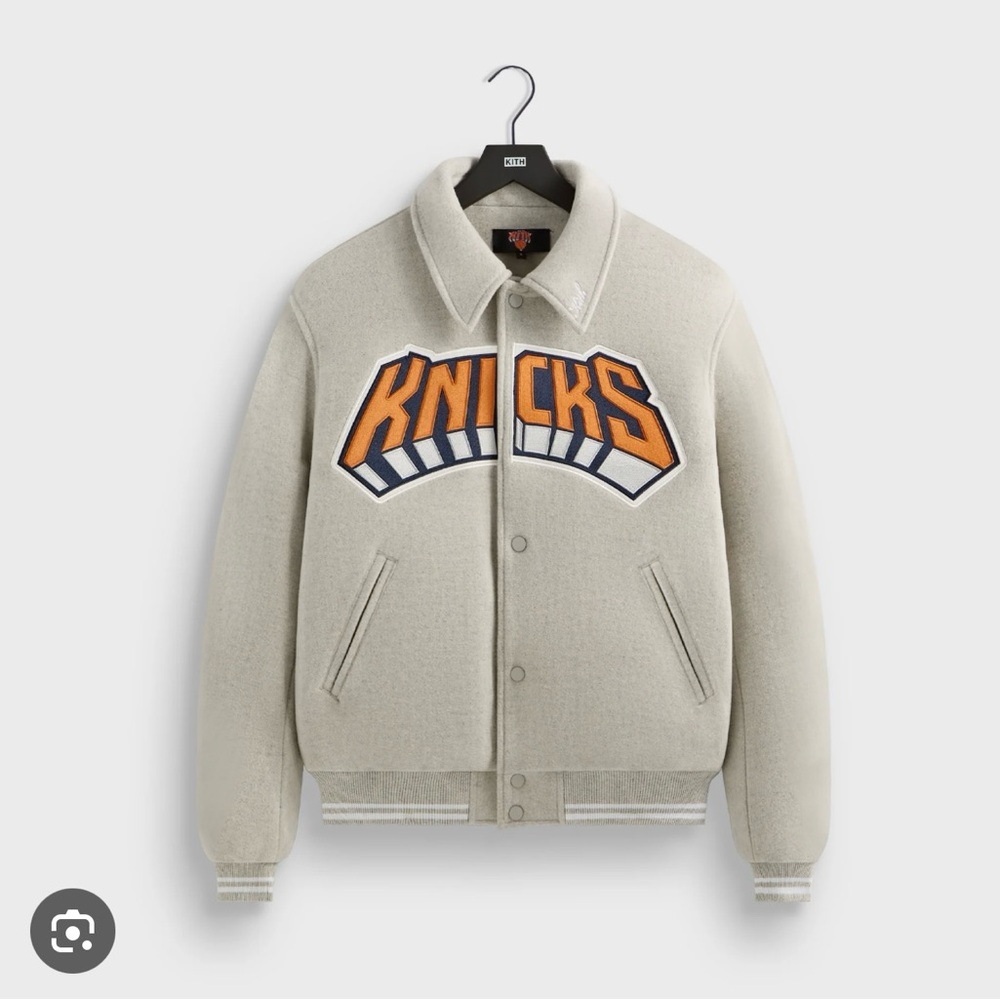Knicks Kith Varsity Jacket in Cream and Orange NEW with Tag